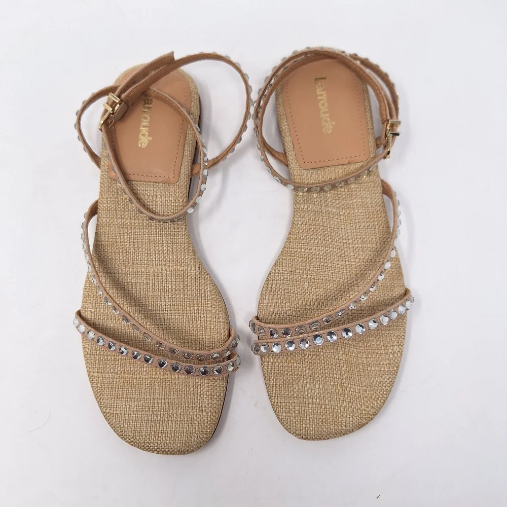 Larroude Patmos Crystal Sandal in Cristal